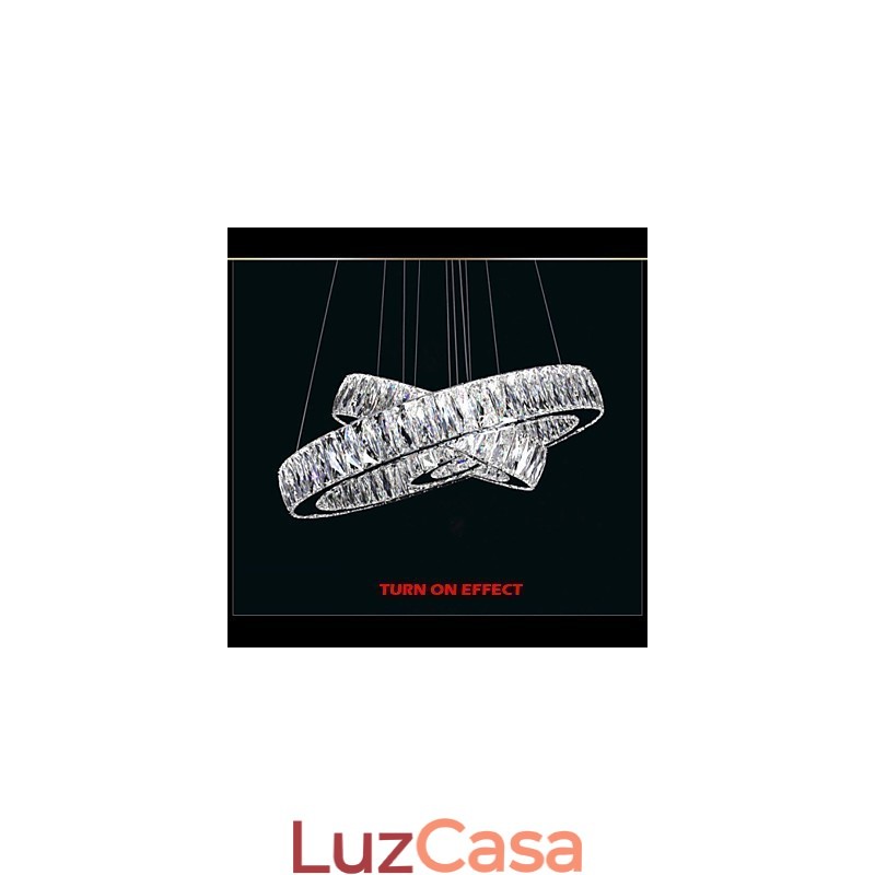 Lustre de cristal Luzes Iluminação moderna Dois anéis D2040 K9 Grandes luminárias de teto de cristal para casa