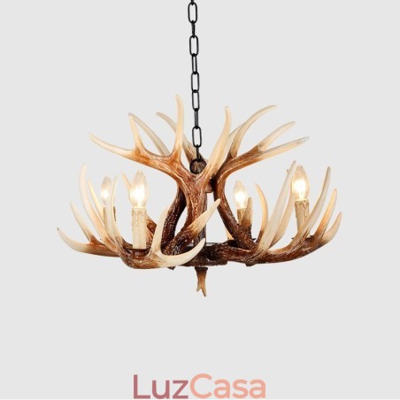 Lustre antigo de chifre retrô artístico rústico de 4 luzes Lustre antigo de chifre retrô artístico rústico de 4 luzes