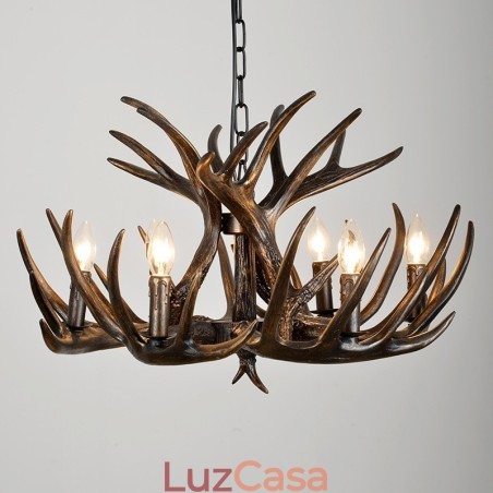 Lustre preto de chifre retrô artístico rústico de 6 luzes Lustre preto de chifre retrô artístico rústico de 6 luzes