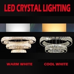 Lustre de cristal Luzes Iluminação moderna Dois anéis D2040 K9 Grandes luminárias de teto de cristal para casa