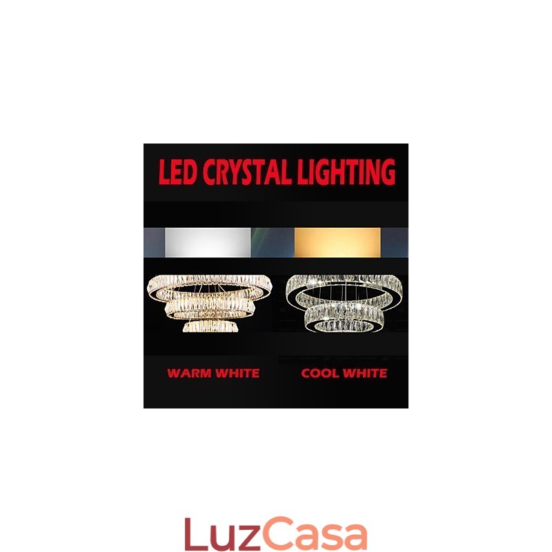 Lustre de cristal Luzes Iluminação moderna Dois anéis D2040 K9 Grandes luminárias de teto de cristal para casa