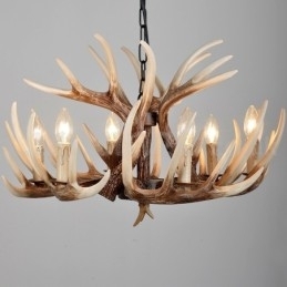 Lustre vintage de chifre retrô artístico rústico de 6 luzes