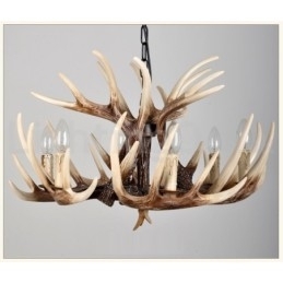 Lustre vintage de chifre retrô artístico rústico de 6 luzes