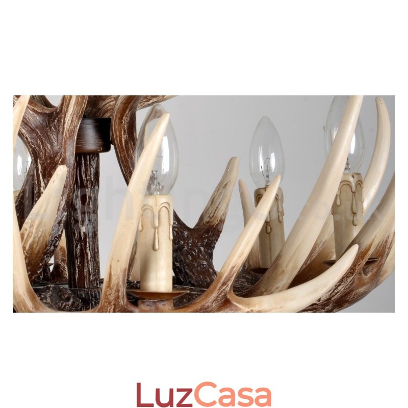 Lustre vintage de chifre retrô artístico rústico de 6 luzes