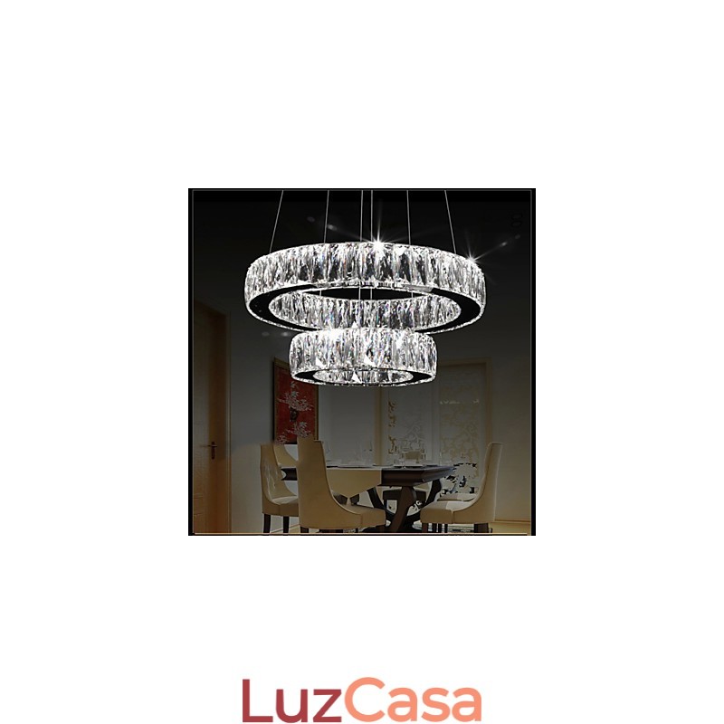 Lustre de cristal Luzes Iluminação moderna Dois anéis D2040 K9 Grandes luminárias de teto de cristal para casa