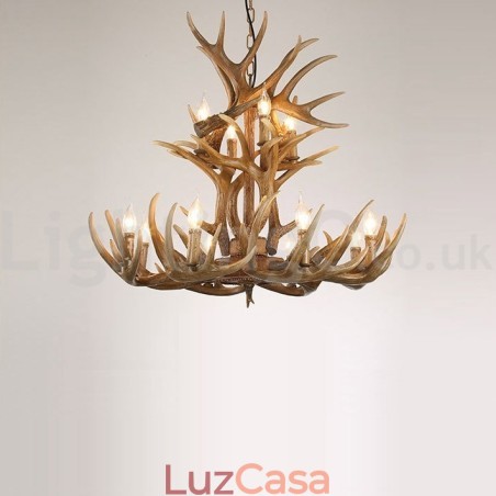 12 Luzes 2 Laços Rústico Artístico Retro Antler Vintage Lustre 12 Luzes 2 Laços Rústico Artístico Retro Antler Vintage Lustre