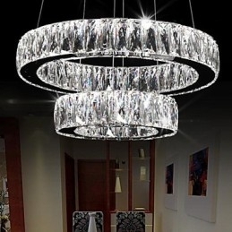 Lustre de cristal Luzes Iluminação moderna Dois anéis D2040 K9 Grandes luminárias de teto de cristal para casa