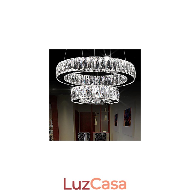 Lustre de cristal Luzes Iluminação moderna Dois anéis D2040 K9 Grandes luminárias de teto de cristal para casa