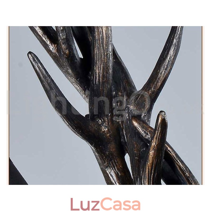 Lustre vintage preto com 6 luzes, rústico, artístico, retrô, chifre