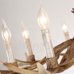 Lustre de vela vintage com chifres retrô artístico rústico de 8 luzes