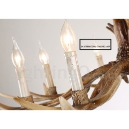 Lustre de vela vintage com chifres retrô artístico rústico de 8 luzes