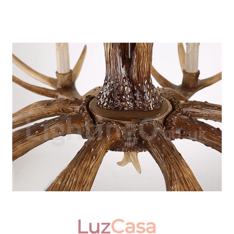 Lustre de vela vintage com chifres retrô artístico rústico de 8 luzes