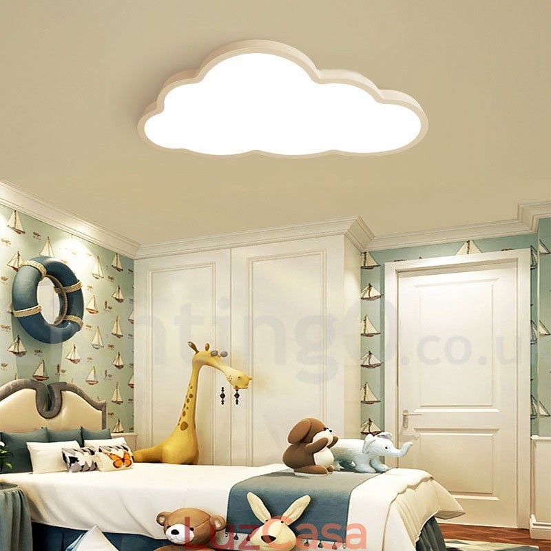 Nuvens ultrafinas reguláveis, estilo nórdico moderno e contemporâneo, luzes de teto embutidas com sombra de acrílico e controle remoto, também podem ser usadas como luz de parede