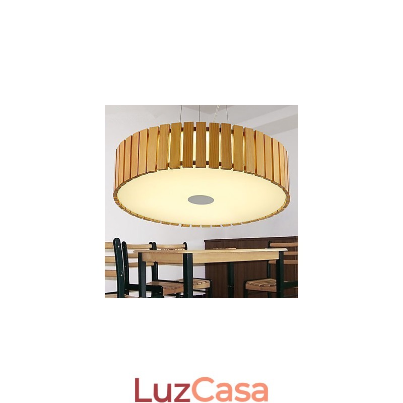 Lustre Mini Estilo Lanterna Madeira Bambu