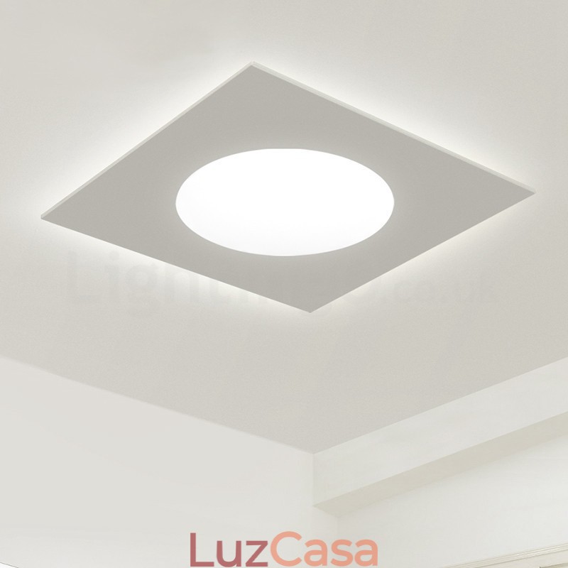 Luminária de teto moderna, elegante, quadrada, fina e embutida