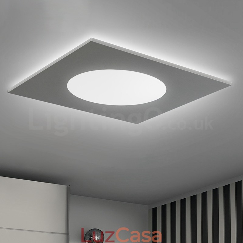 Luminária de teto moderna, elegante, quadrada, fina e embutida