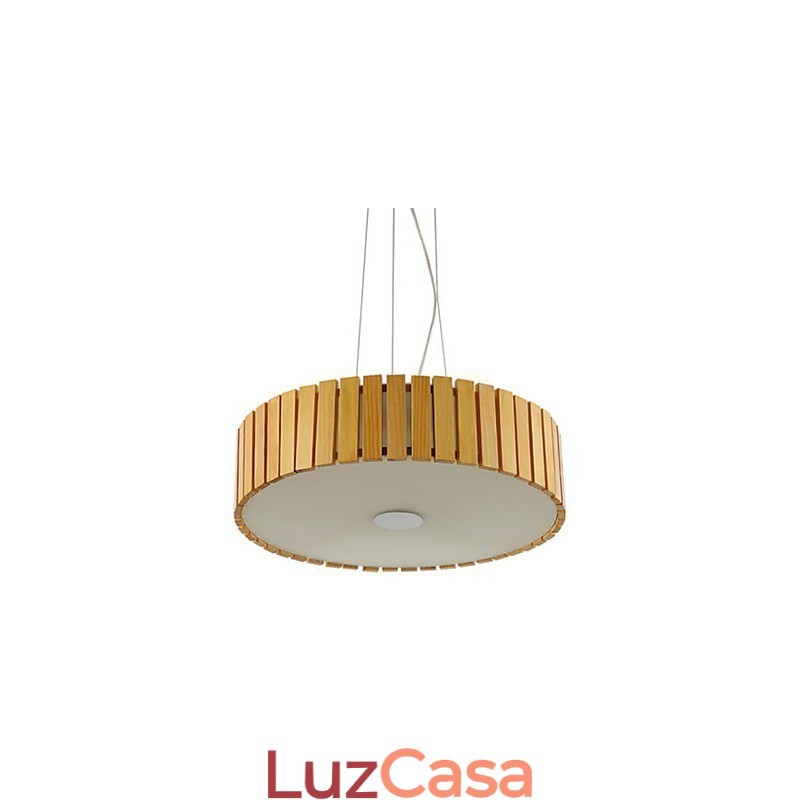 Lustre Mini Estilo Lanterna Madeira Bambu