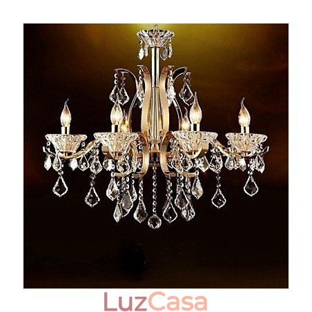 Lustre de cristal de ferro forjado de ouro de alta qualidade 6 luzes Lustre de cristal de ferro forjado de ouro de alta qualidade 6 luzes