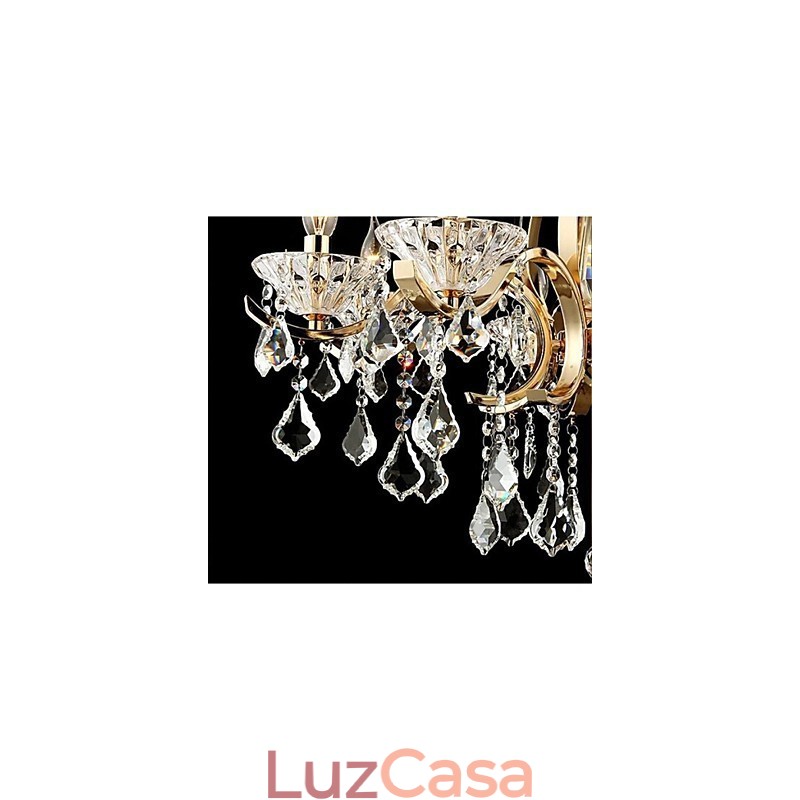 Lustre de cristal de ferro forjado de ouro de alta qualidade 6 luzes