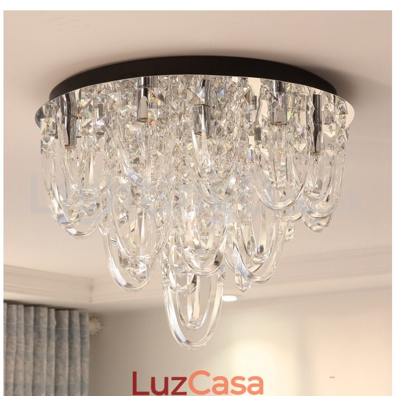 Luminária de teto embutida de cristal de luxo, poste moderno