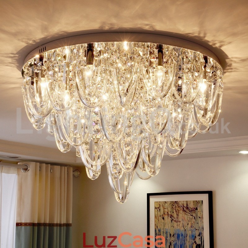 Luminária de teto embutida de cristal de luxo, poste moderno