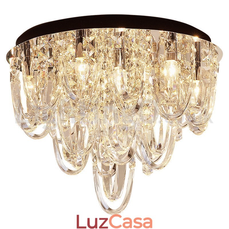 Luminária de teto embutida de cristal de luxo, poste moderno