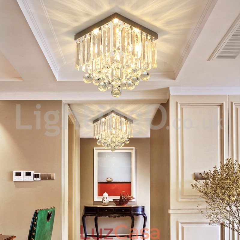 Luzes de teto de cristal quadrado moderno embutido