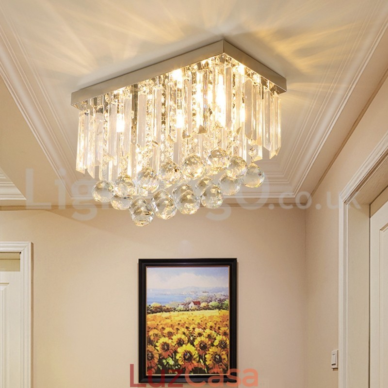 Luminárias de teto de cristal quadradas contemporâneas embutidas