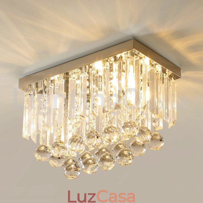 Luminárias de teto de cristal quadradas contemporâneas embutidas