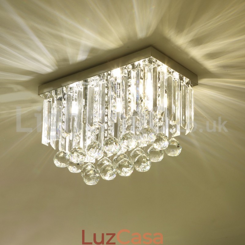 Luminárias de teto de cristal quadradas contemporâneas embutidas