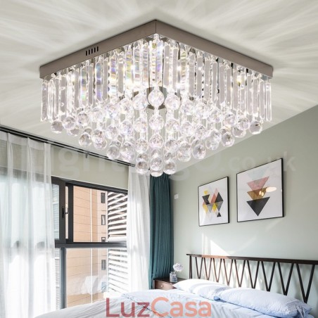 Luminárias de teto de cristal quadradas contemporâneas de 40 cm e 50 cm embutidas Luminárias de teto de cristal quadradas contemporâneas de 40 cm e 50 cm embutidas
