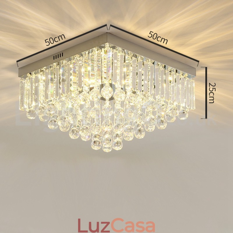 Luminárias de teto de cristal quadradas contemporâneas de 40 cm e 50 cm embutidas
