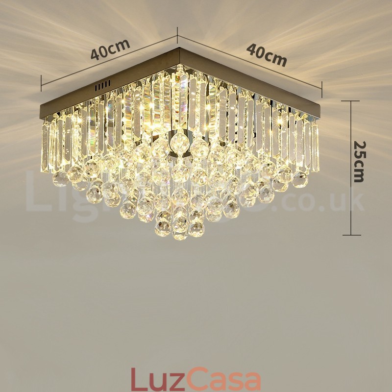 Luminárias de teto de cristal quadradas contemporâneas de 40 cm e 50 cm embutidas