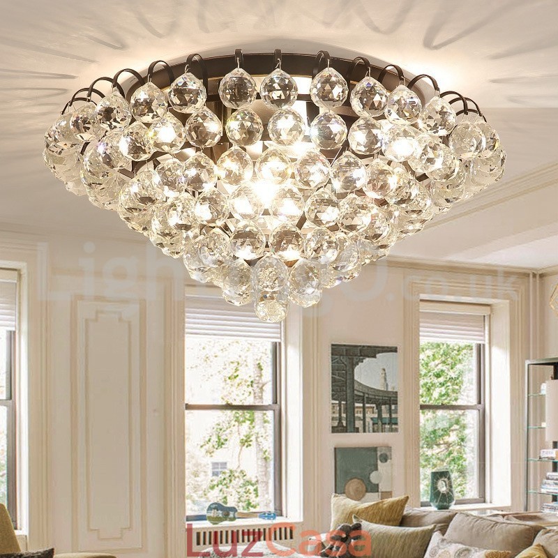 Luminárias de teto redondas de cristal contemporâneas de 30 cm e 55 cm embutidas