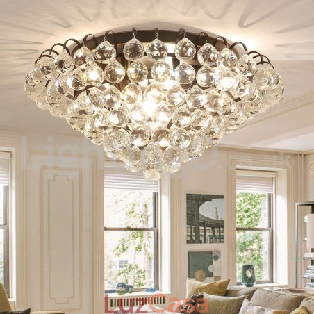 Luminárias de teto redondas de cristal contemporâneas de 30 cm e 55 cm embutidas Luminárias de teto redondas de cristal contemporâneas de 30 cm e 55 cm embutidas