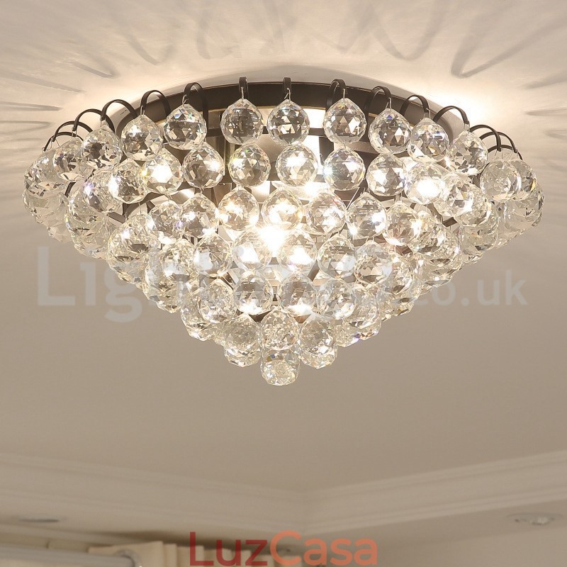 Luminárias de teto redondas de cristal contemporâneas de 30 cm e 55 cm embutidas