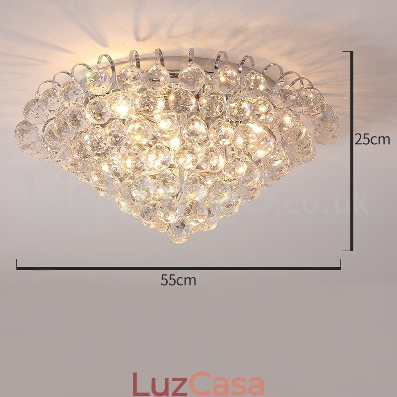 Luminárias de teto redondas de cristal contemporâneas de 30 cm e 55 cm embutidas
