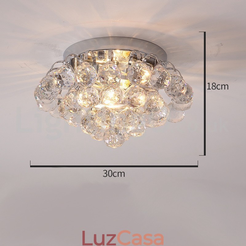 Luminárias de teto redondas de cristal contemporâneas de 30 cm e 55 cm embutidas