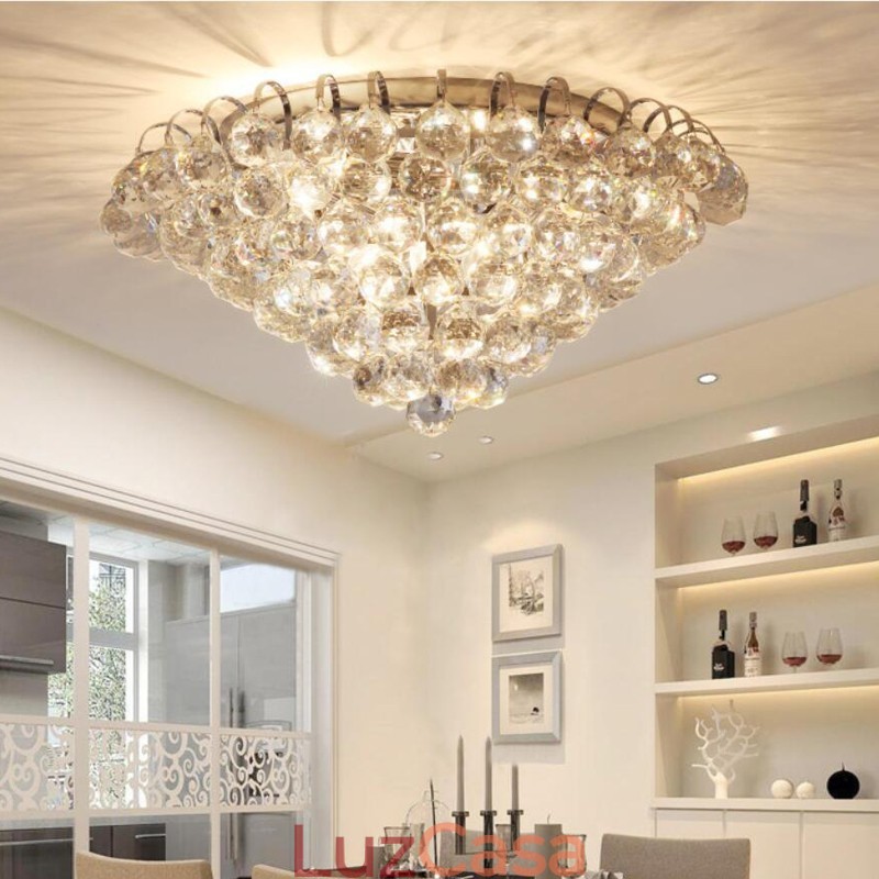 Luminárias de teto redondas de cristal contemporâneas de 30 cm e 55 cm embutidas