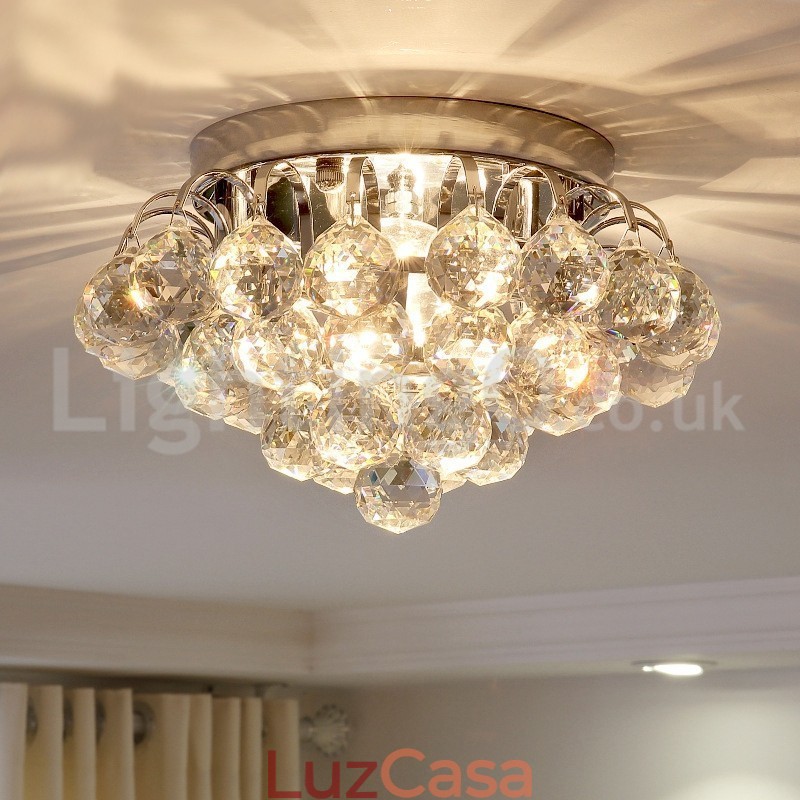 Luminárias de teto redondas de cristal contemporâneas de 30 cm e 55 cm embutidas