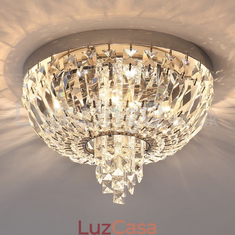 Luminárias de teto de cristal redondas requintadas contemporâneas e embutidas