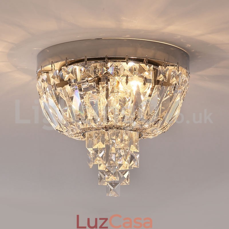 Luminárias de teto de cristal redondas requintadas contemporâneas e embutidas