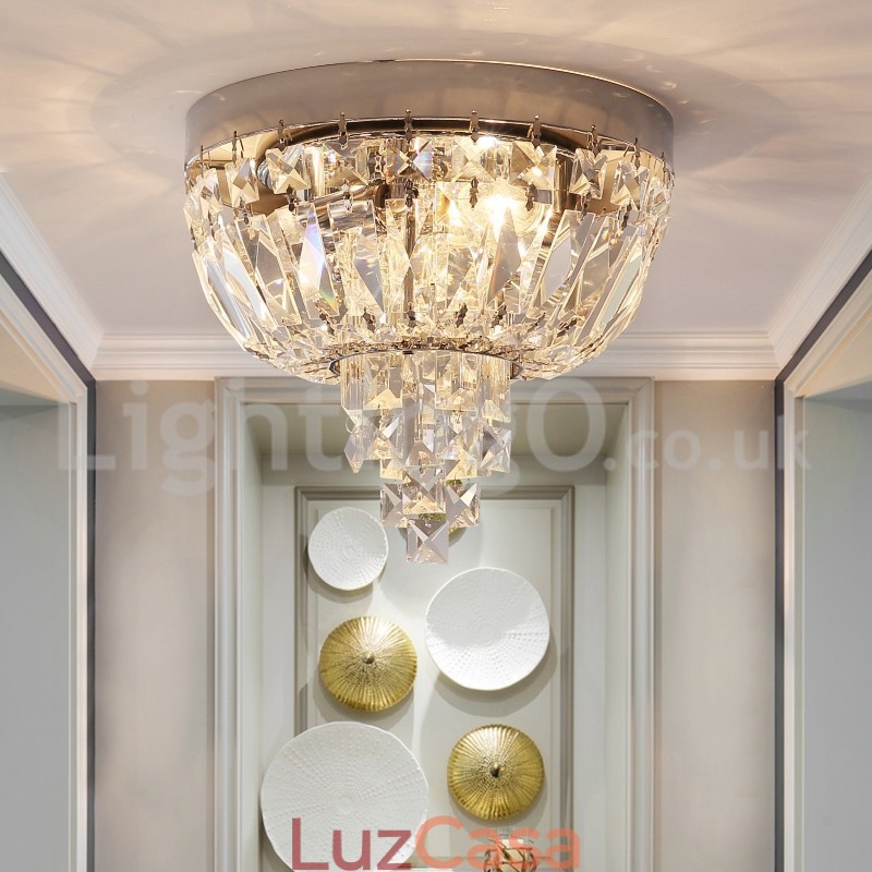 Luminárias de teto de cristal redondas requintadas contemporâneas e embutidas