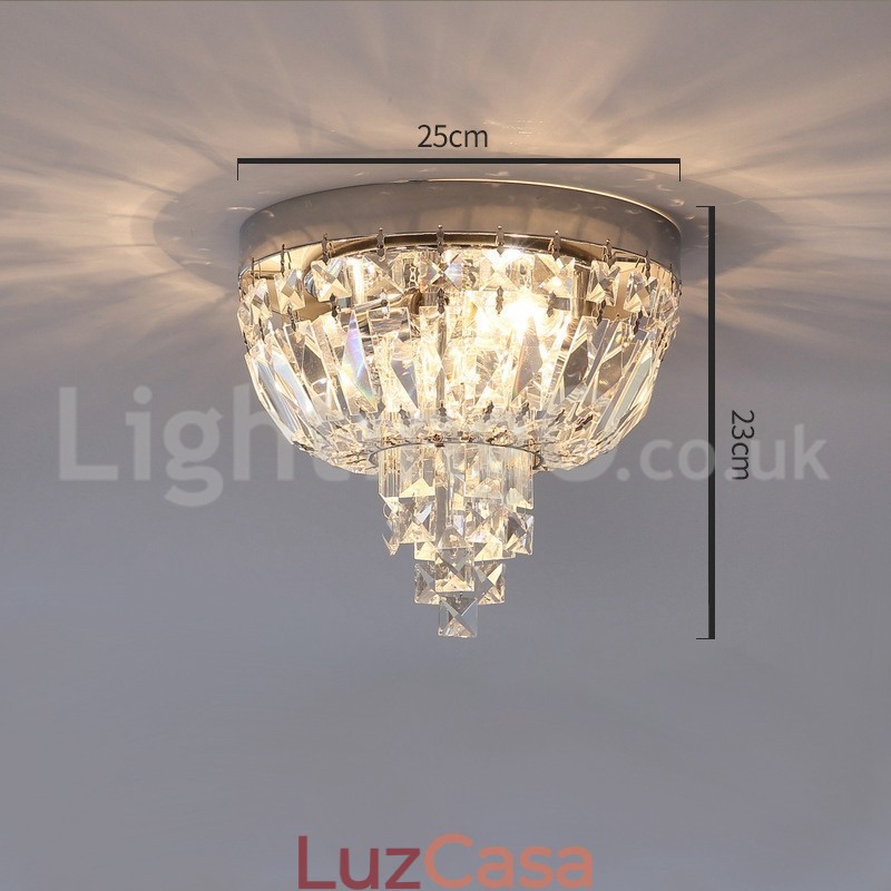 Luminárias de teto de cristal redondas requintadas contemporâneas e embutidas