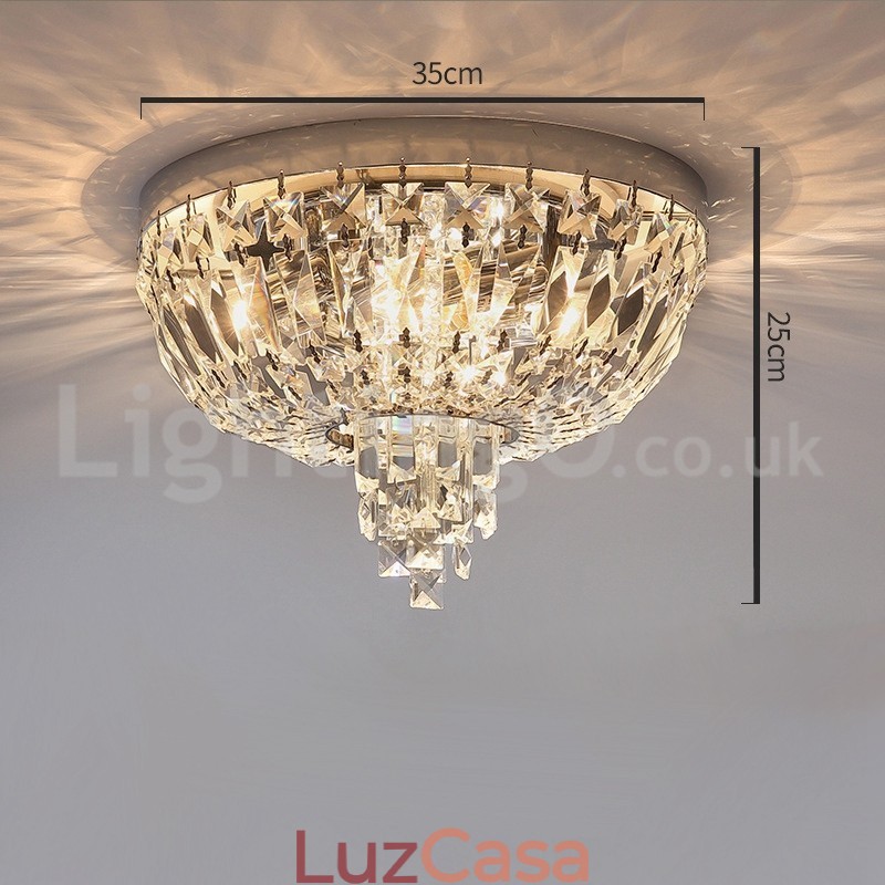 Luminárias de teto de cristal redondas requintadas contemporâneas e embutidas