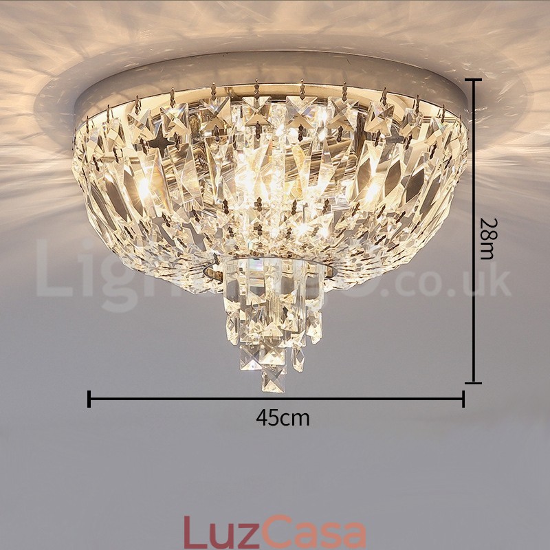 Luminárias de teto de cristal redondas requintadas contemporâneas e embutidas