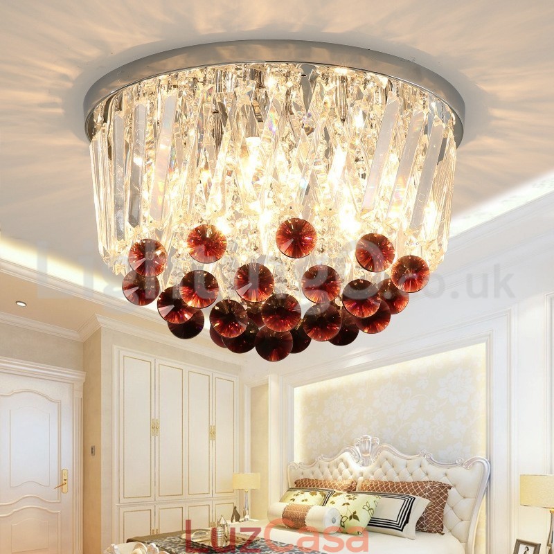 Luminárias de teto de cristal redondas contemporâneas embutidas