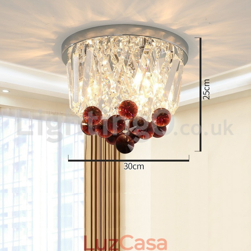 Luminárias de teto de cristal redondas contemporâneas embutidas