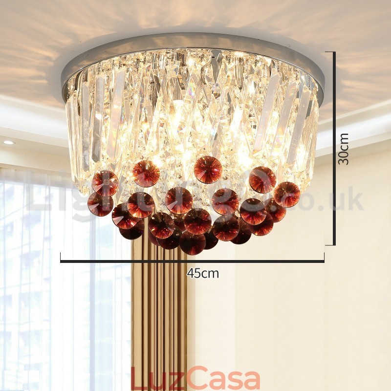 Luminárias de teto de cristal redondas contemporâneas embutidas