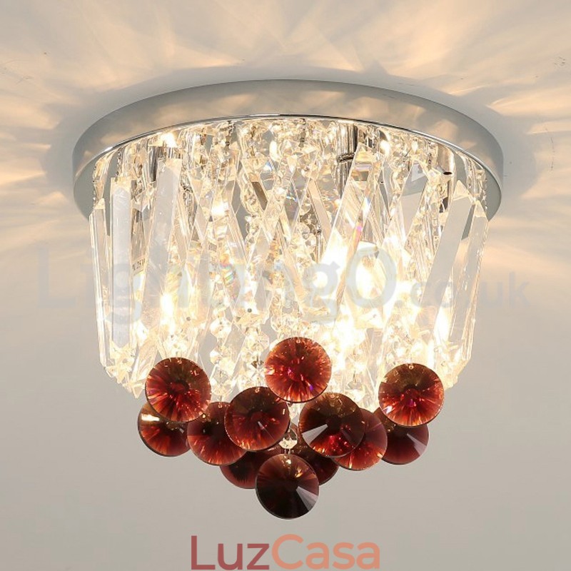 Luminárias de teto de cristal redondas contemporâneas embutidas